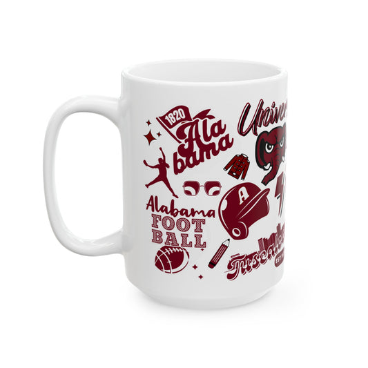 Alabama Roll Tide Mug | 15oz Ceramic Coffee Cup | Perfect Gift for Alumni and Fans